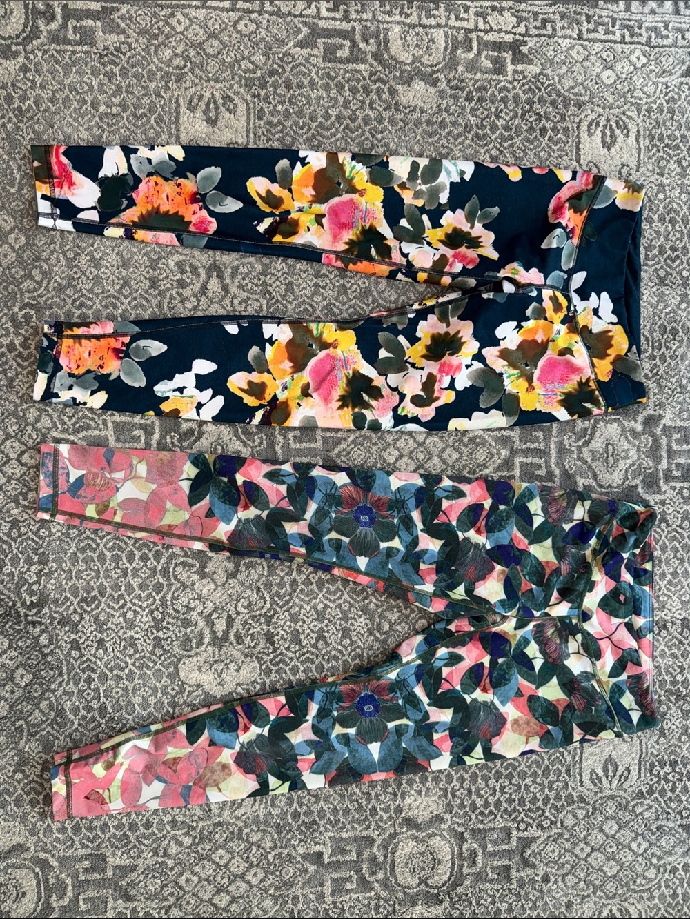 Anthropologie Pure & Good Floral Leggings Navy Multicolor athletic pants S M